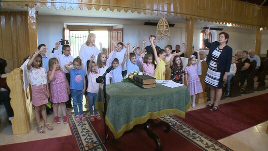 Alsoki református istentisztelet hittantáboros gyermekek műsorával